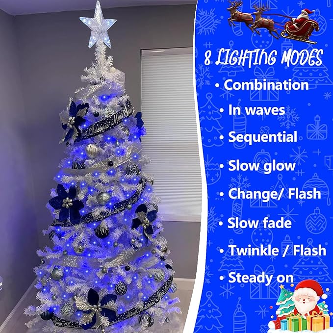 String Lights with 500 LEDs, 165 ft Blue Waterproof Outdoor Set