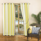 Sun Zero Valencia 2-Pack Cabana Stripe Indoor/Outdoor UV Protectant Energy Efficient Grommet Curtain Panel Pair, Yellow, 54" x 84"