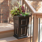 Mayne Wyndham 24-Inch Tall Planter – Self-Watering, Weather-Resistant Planter for Flowers – Durable Indoor/Outdoor Design for Patio, Porch, or Entryway