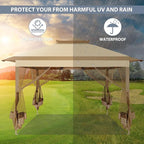COBIZI 11x11 FT Pop up Gazebo Canopy Tent - Outdoor pop up gazebos on Clearance,carpas para Patio,Shelter - Screen Tents with Portable Carry Bag,Patio Gazebos for Camping,Garden,Deck,Backyard,Khaki