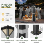 Aoxun 10'x10' Hardtop Gazebo, Outdoor Polycarbonate Double Top Canopy, Aluminum Frame Gazebo with Netting and Curtains, Sunshade for Patios, Gardens, Lawns, Gray