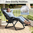 Homall Oversized Zero Gravity Chair, 32In Recliner Lounge Chair with Removable Soft Cushion and Cup Holder, Adjustable Anti Gravity Chair Folding Patio Chairs Padded for Indoor and Outdoor (Black)
