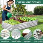 Galvanized Raised Garden Beds for Vegetables Large Metal Planter Box Steel Kit Flower Herb (8 x 4 x 1 ft * 2 Pack, Galvanized)