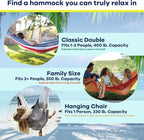 Handwoven Cotton Rope Hammock by Yellow Leaf Hammocks - Double Size, Fits 1-2 PPL, 400lb max - 100% Natural Cotton, Easy to Hang, Artisan Made - Color: Natural