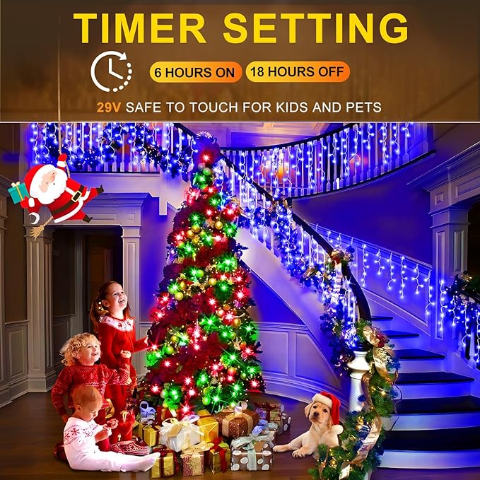 String Lights, 99 ft Outdoor LED Strand with 1216 Bulbs, Blue