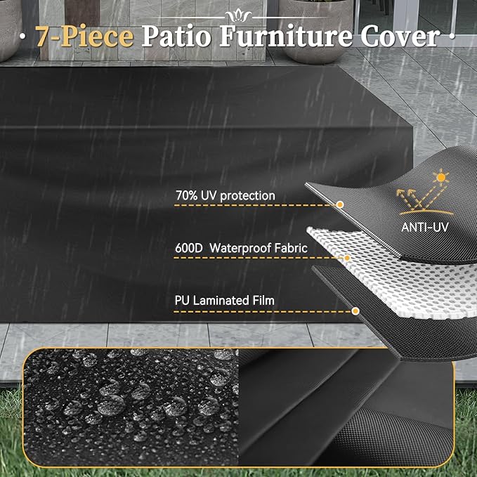 Aoxun 11 Piece Patio Furniture Set Wicker Rattan Patio Conversation Set Outdoor Sectional Sofa Set with Coffee Table and Thickened Cushions, Beige(Waterproof Cover Included)