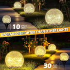 Coroor Garden Solar Ball Lights Outdoor Waterproof, 30 LED Cracked Glass Globe Solar Power Ground Lights for Path Yard Patio Lawn, Christmas Decoration Landscape Warm White(2 Pack 3.9'')