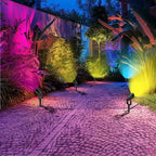 1500LM LED High Brightness Outdoor Landscape Lighting 15W RGBCW Color Changing Landscape Lights Remote Control Spot-Lights with Plug in IP66 Waterproof Flood Light for Garden - 2 Pack