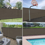 WINDSCREEN4LESS 6' x 9' Privacy Fence Screen in Brown for Chain Link Fence W/ Brass Grommet 85% Blockage Windscreen Outdoor Mesh Fencing Netting 150GSM Fabric W/ Zip Ties - Custom Size