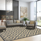SAND MINE 6 x 9 Ft Reversible Mats, Plastic Straw Rug, Modern Area Rug, Large Floor Mat and Rug for Outdoors, RV, Patio, Backyard, Deck, Picnic, Beach, Trailer, Camping, Grey & Tan