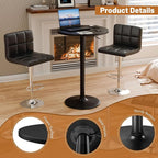 Flamaker Round Bistro Pub Table 23.6 Inch Height Adjustable 360° Swivel Bar Table Metal Base for Pub, Dining Room, Party (1, Full Black)