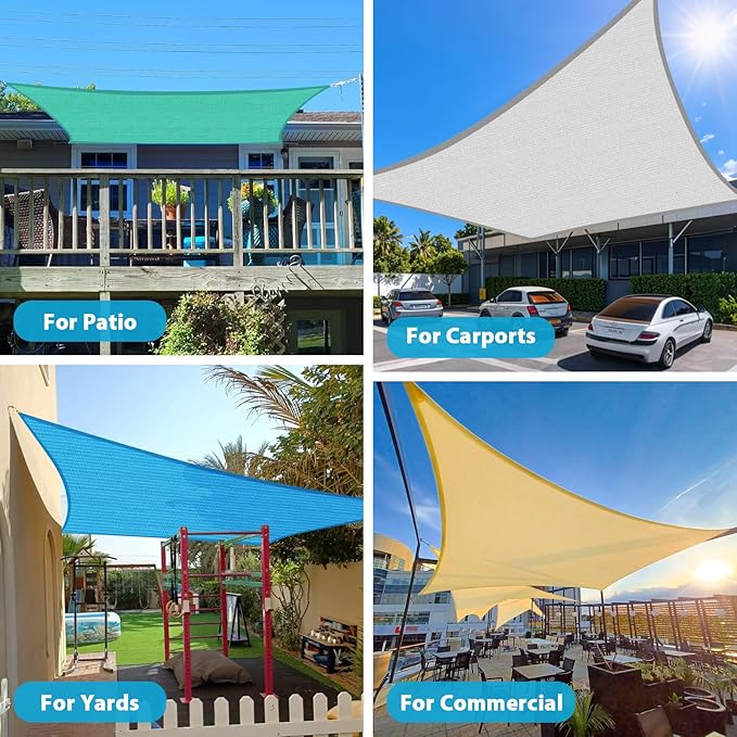 Amagenix Sun Shade Sail 16'X20' Curved Edge Outdoor Shade Canopy Sand Breathable 95% UV Block Shade Cloth for Patio Garden Backyard (We Make Custom Size)