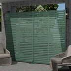 Casaphoria Metal Privacy Screen Outdoor, 72" H x 47" W Freestanding Decorative Privacy Screen for Patio Deck Balcony Garden with Stable Base, Green Louvered