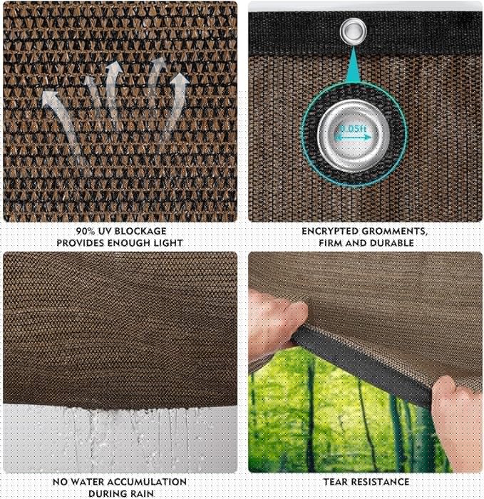 90% Shade Cloth Sun Shade Fabric Privacy Screen Shade Cover for Patio Garden Pergola Shade Cover Canopy with Gromments