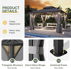 Aoxun 12'x14' Hardtop Gazebo, Aluminum Frame Canopy with Double Galvanized Steel Roof, Outdoor Metal Pavilion with Netting, Curtains for Backyard, Patio and Deck