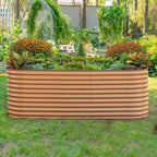 32" Extra Tall Raised Garden Bed Kits, 4 x 8 x 2.7ft Raised Planter Box Outdoor, 2.5 x 9.5 x 2.7ft Deep Root 10 in 1 Modular Metal Raised Beds for Gardening Vegetables Flowers Fruits - Terra Cotta