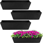 Adnee 4 Pcs 24 Inch Fabric Plant Window Box Liners-Rectangular Non-Woven Planter Basket Liner-Black Felt Flower Hanging Basket for Outdoor Garden Wall Hanging Planter Flower Vegetables