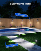2 Pack Solar Spotlights Outdoor Waterproof for Flag, Tree, Statue, Number Sign, Plant Pot, Bright LED Outside Landscape Flood Lamp for Accent Uplighting Yard, Garden, Driveway, Walkway, Porch, Fence