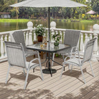 UDPATIO Patio Chairs Set of 4, Stackable Silver Outdoor Dining Chairs with High Back, Breathable Outdoor Chair Textilene Fabric All Weather, 350LBS Capacity for Garden, Backyard (Light Grey)