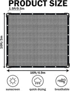 Grey Sun Shade Cloth,Pergola Shade Cover with Reinforced Grommets,90% Shade Fabric Fence Privacy Screen Balcony,Pergola Canopy Garden Carport Porch Deck Patio Shade Cover,10x16FT