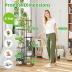 Plant Stand Indoor, Tall 6 Tier Metal Plant Shelf – Brown