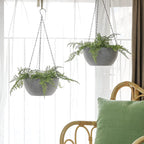 T4U Hanging Planters for Indoor Plants, 10 Inch Hanging Planter Outdoor 2 Pack, Hanging Basket with Drainage Holes, Hanging Plant Holder Indoor, Flower Pots, Plant Pots for Garden, Grey