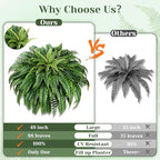 MARTINE MALL 2Pcs 48'' Fake Ferns Look Real Artificial Ferns for Outdoors, 88 Branches Large Faux Boston Fern for Outdoor Planter Realistic UV Resistant Hanging Artificial Fake Plants for Porch Patio