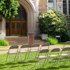 VINGLI 10 Pack Folding Chairs with Padded Seats, Metal Frame with Pu Leather Seat & Back, Capacity 350 lbs, Set of 10, Khaki