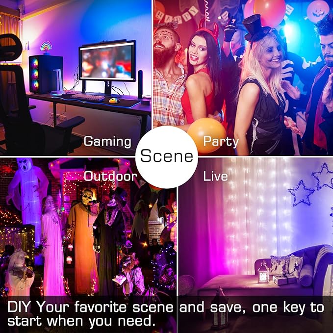 Flood Light 4 Pack, 50W RGB Color Changing Bluetooth Outdoor