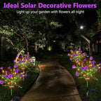 2 Pack Solar Stake Lights Outdoor Decor Waterproof Mums Artificial Flowers Solar Lights for Outdoor Garden Yard Pathway Decor (Purple,Violet)
