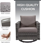 Belord Patio Sectional Furniture Set with Coffee Table: 8 Pieces Wicker Patio Conversation Set with L Shaped Sofa, Outdoor Swivel Glider Rocker, Rattan Ottomans, Removable