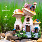 Solar Garden Statue Lights Mushroom Mothers Day Decorations Fairy House Figurine Lights, Outdoor Memorial Garden Ornaments Waterproof Decoration for Outside Patio Yard Lawn Decor