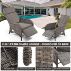Belord 7 Piece Wicker Patio Furniture Set - 4 Adjustable Outdoor Recliner Chairs with 3 Side Table Patio Conversation Set,155° Lay Flat Chaise Lounge Chair Outdoor for Pool Deck Brown