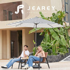 JEAREY 9FT Outdoor Patio Umbrella Outdoor Table Umbrella with Push Button Tilt and Crank, Market Umbrella 8 Sturdy Ribs UV Protection Waterproof for Garden, Deck, Backyard, Pool (Black & White Stripe)