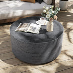 UPHA Outdoor Round Coffee Table, Small Modern Minimalist Accent Tables, Low Light Concrete Center Table for Living Room, Outside Patio, Deck, 28×28×13, Dark Grey