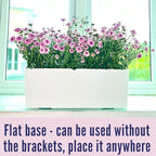LaLaGreen Wall Hanging Planter Outdoor (20 Inch, 4 Pack) Wall Mounted Self Watering System Window Boxes with Bracket, White Rectangular Plant Pot Flower Box Container Indoor Modern Herb Kitchen Decor