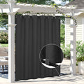 Easy-Going Linen Look Outdoor Curtains Waterproof Windproof Porch Curtains, Soft Thicken Outdoor Privacy Curtains for Patio, Gazebo, Grommet Top and Tab Bottom Drape, 1 Panel, 110x96 inch, Black
