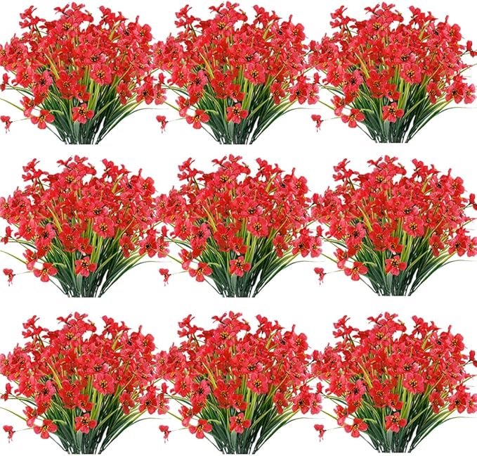 Artificial Plants Greenery 30 Bundles Rose Red UV Resistant Outdoor Flowers