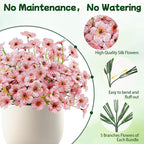 MACTING Artificial Flowers for Outdoors 6 Bundles UV Resistant Fake Flowers No Fade Faux Plastic Flowers for Hanging Planters Window Patio Porch Yard Garden Indoor Outside Spring Decoration,Pink