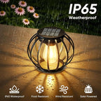 Solar Lanterns Outdoor Waterproof: 2 Pack Metal Hanging Decorative Solar Lights for Pathway Patio Garden Yard - 800mAh Lighting Auto On/Off - IP65 Rustproof Outdoor Lights - Gifts for Mom Women