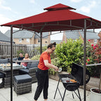 Eurmax USA High Performance Grill Gazebo Canopy Replacement Cover 5x8 BBQ Gazebo Shelter Top（Burgundy）