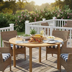 Tangkula 44" Round Outdoor Dining Table for 4, Acacia Wood 4-Person Large Patio Dining Table, Farmhouse Indoor Outdoor Dining Furniture for Deck, Garden, Poolside & Backyard