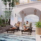 Patio Chaise Lounge Chair, Oversized Lounge Chair Outdoor with 5 Positions, HDPE, Patio Lounge Chair with Wheels & Cup Holder for Pool, Deck, Poolside,Brown