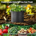 T4U 10 Gallon Grow Bags, Fabric Pots for Plants Potato Planter Grow Garden Bags to Grow Vegetables Tomato Planting Growing Bags Smart Plant Pot Container Gardening for Outdoor, Black Nonwoven 10 Pack