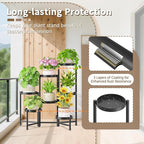 LASZOLA 7 Tiered Folding Tall Plant Stand Indoor for Multiple Large Planter, Heavy Duty Metal Adjustable Flower Rack for Narrow Corner, Sturdy Vertical Spiral Shelving Holder for Modern House, Black