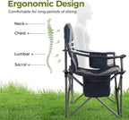 ALPHA CAMP Heavy Duty Camping Chair 500LBS Capacity, Oversized Folding Chair for Heavy People, Padded Portable Outdoor Chair with Cooler Bag & Cup Holder for Camping, Fishing, Beach