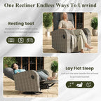 LayinSun Oversized Wicker Outdoor Swivel Glider Recliner with Adjustable Backrest & Footrest, Patio Reclining Lounge Chair - Set of 2