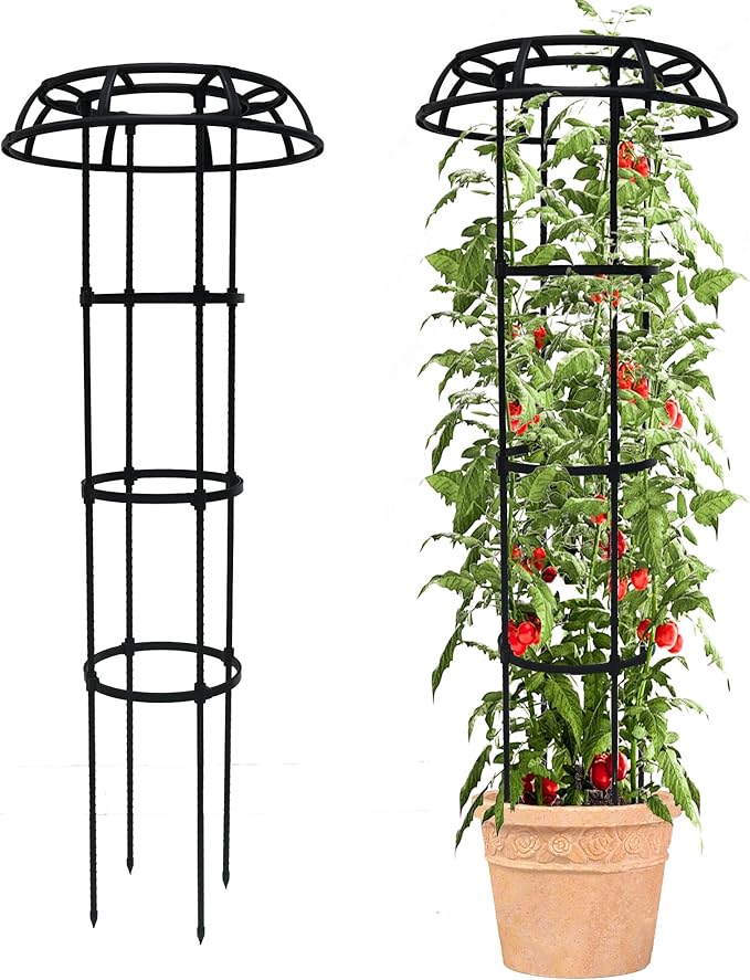 Garden Trellis for Climbing Plants Outdoor, 53 Inch Mushroom Top Trellis for Climbing Plants, Plant Trellis Support for Potted Plants Climbing Vine Rose Clematis Vegetable Trellis, 2 Pack