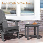 LUE BONA Outdoor Side Table Set of 2, HDPS Small Outdoor Table, Adirondack Side Table, Outside End Table for Patio, Deck, Pool, Weather Resistant/Easy Maintenance, Dark Gray