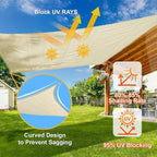 SUNLAX Sun Shade Sail 9' x 18' Butter Cream Rectangle Canopy Sail Shade Cover UV Block Permeable Sunshade Outdoor for Patio Backyard Deck Pergola (We Make Custom Size)